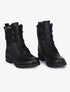 Boots style grunge bi-matière à zip décoratif - Noir - 1