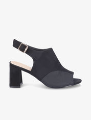 Sandales à talons et ganse bi-matière - Noir - 1
