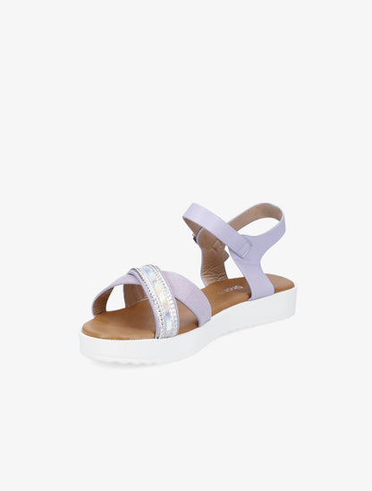 Sandales bi-matière à bride holographique - Lilas - 3