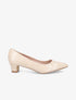 Escarpins pointus effet croco à petit talons - Beige - 1