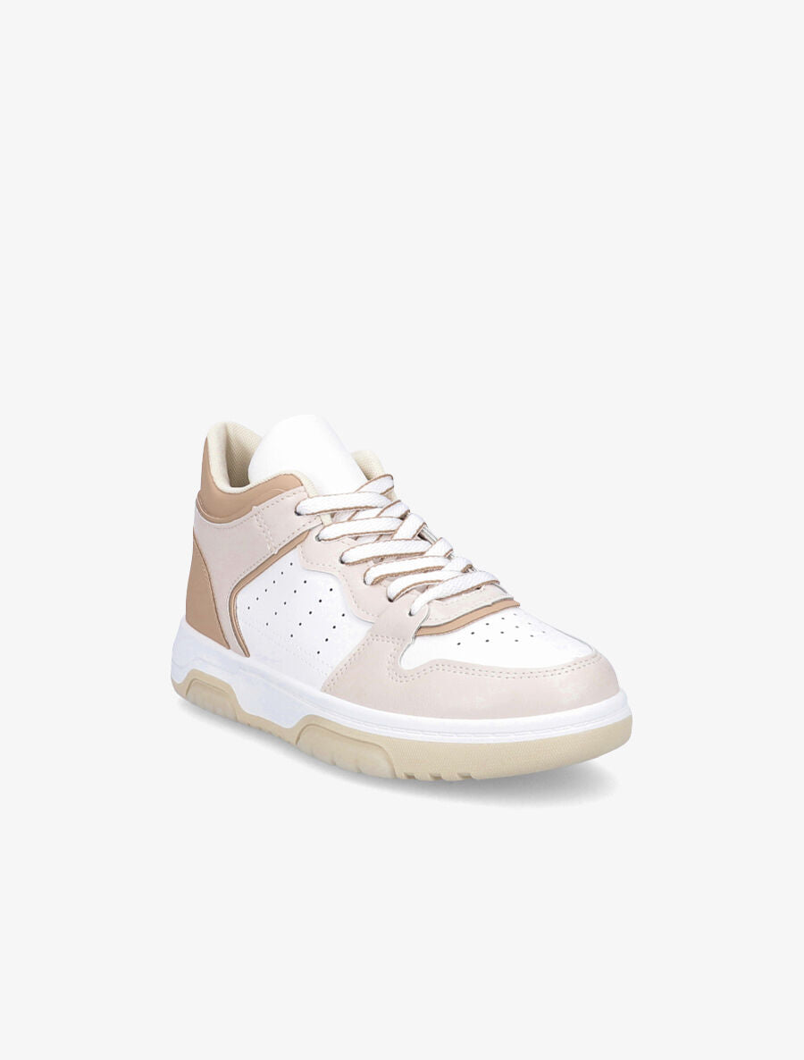 Sneakers montantes en simili - Beige - 2