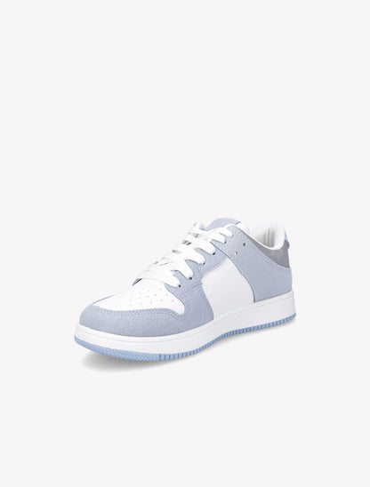 Sneakers bicolore en simili et suédine - Bleu clair - 3