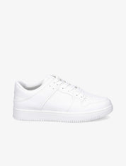 Sneakers bicolore en simili et suédine - Blanc - 1