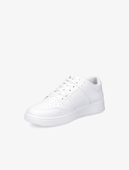 Sneakers bicolore en simili et suédine - Blanc - 3