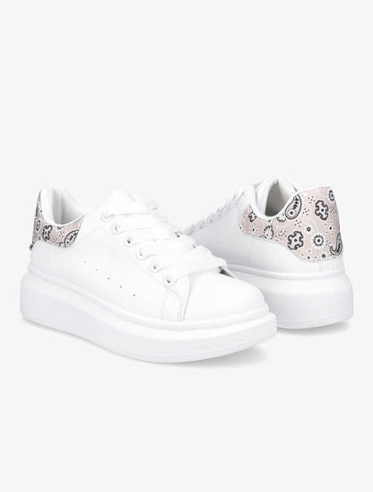 Baskets contrefort à imprimé bandana - Beige - 4