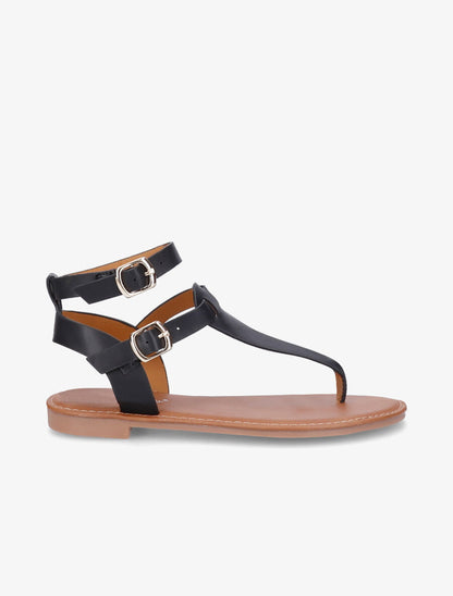 Nu-pieds en simili à double brides - Noir - 6