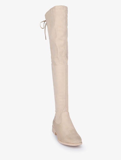 Cuissardes en suédine à lacets - Beige - 3