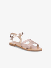Sandales plates à brides striées et croisées - Rose gold - 1