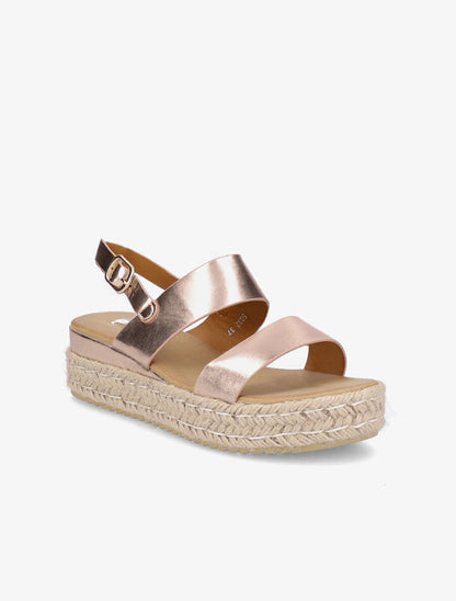 Sandales à talons compensés en raphia - Rose gold - 2