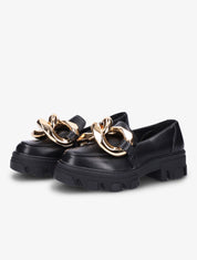 Mocassins à double anneaux dorés - Noir - 1