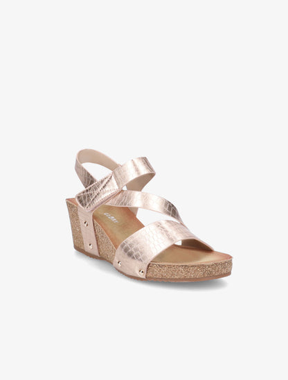 Sandales compensées effet croco - Rose gold - 2