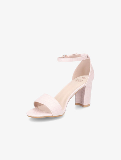 Sandales en simili mat effet croco - Rose - 3