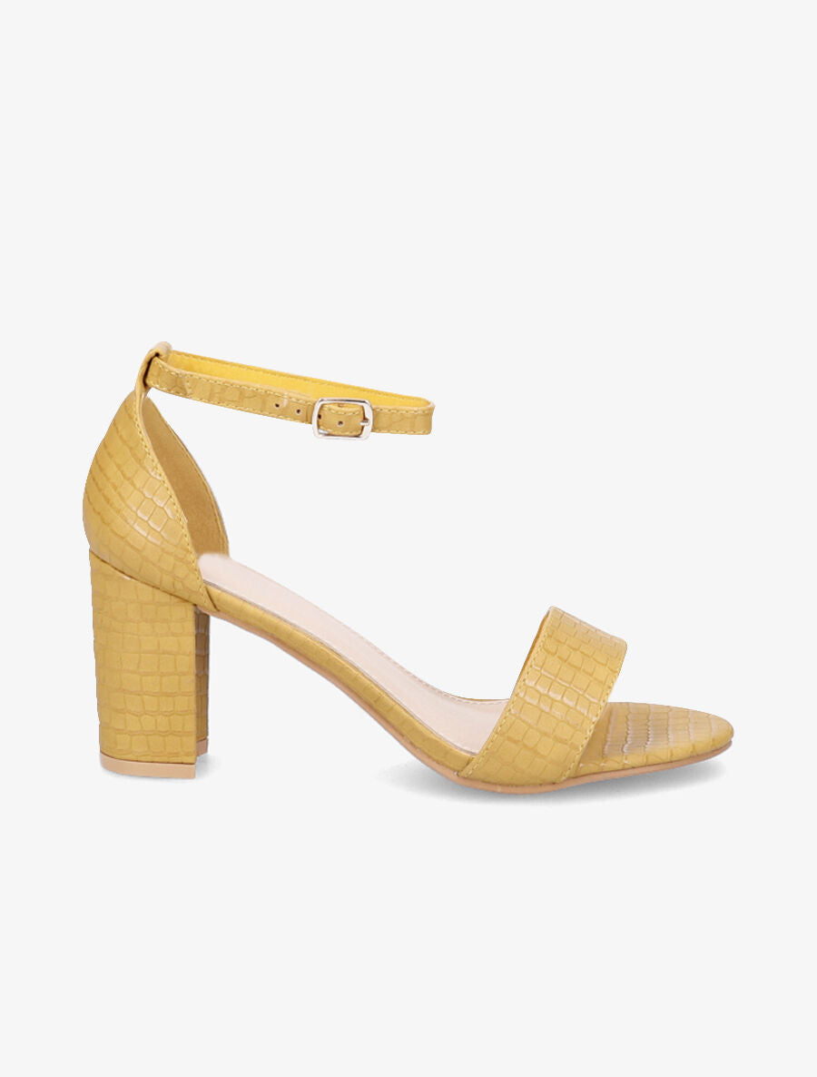 Sandales en simili mat effet croco - Moutarde - 1