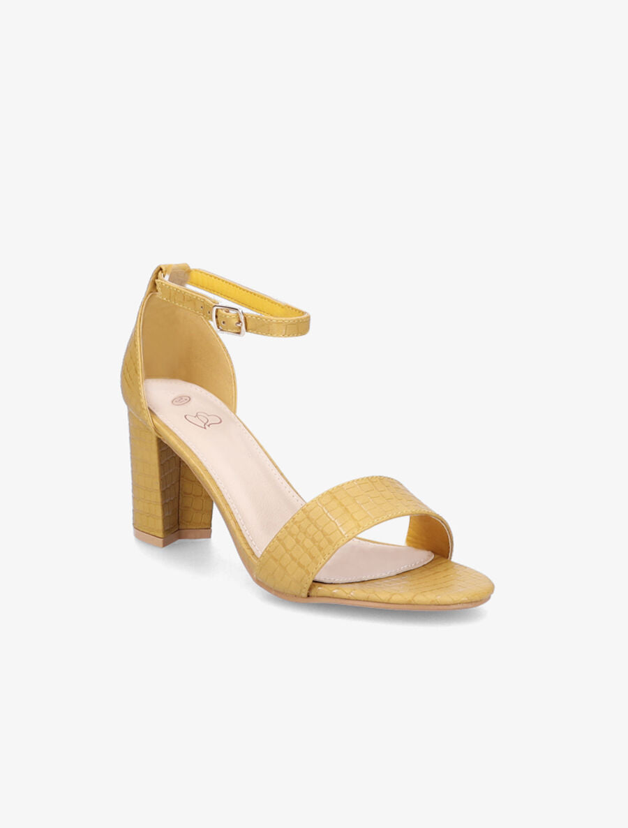 Sandales en simili mat effet croco - Moutarde - 2