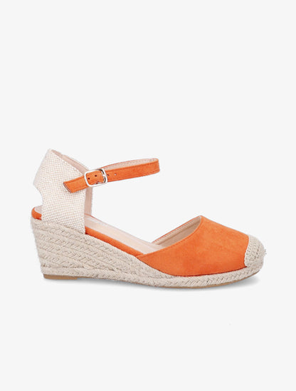 Espadrilles compensées en suédine - Orange - 5