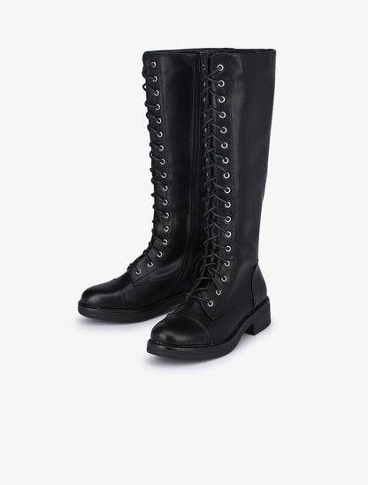 Bottes fourrées à lacets - Noir - 4