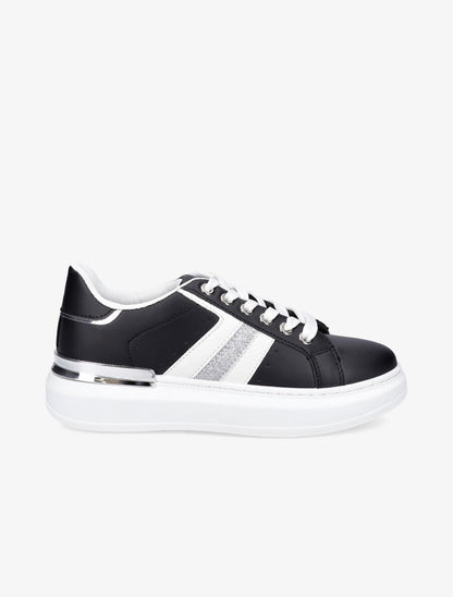 Sneakers à contrefort en suédine et à détail métallique - Noir - 1