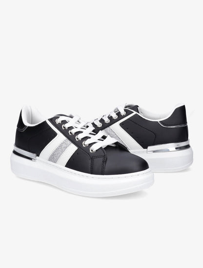Sneakers à contrefort en suédine et à détail métallique - Noir - 4