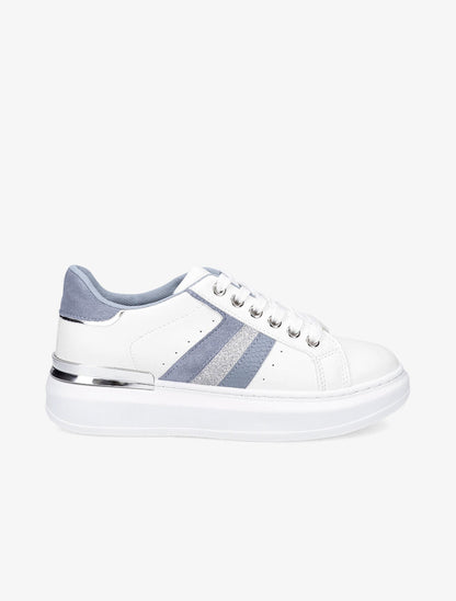 Sneakers à contrefort en suédine et à détail métallique - Bleu ciel - 5