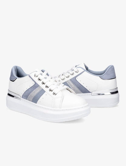 Sneakers à contrefort en suédine et à détail métallique - Bleu ciel - 4