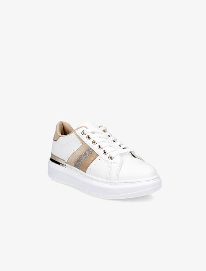Sneakers à contrefort en suédine et à détail métallique - Or - 2