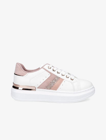 Sneakers à contrefort en suédine et à détail métallique - Rose - 1