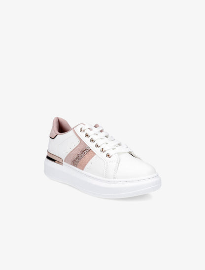 Sneakers à contrefort en suédine et à détail métallique - Rose - 2