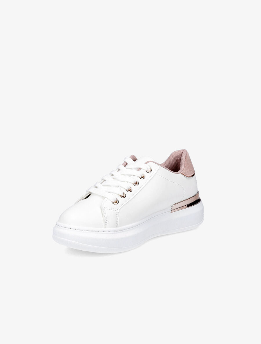 Sneakers à contrefort en suédine et à détail métallique - Rose - 3