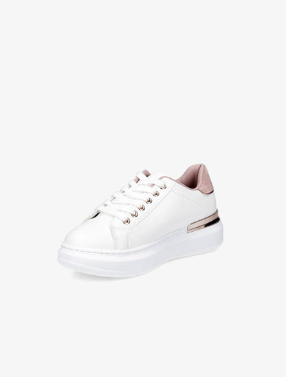 Sneakers à contrefort en suédine et à détail métallique - Rose - 3