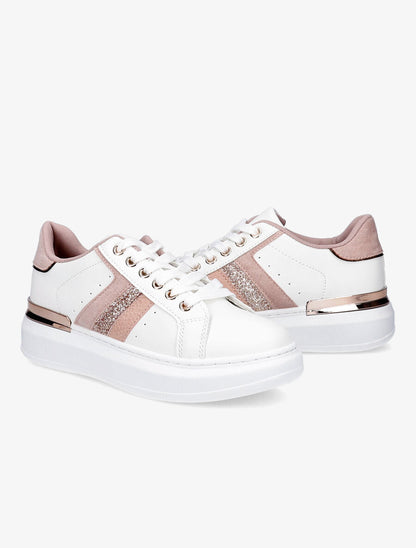 Sneakers à contrefort en suédine et à détail métallique - Rose - 4