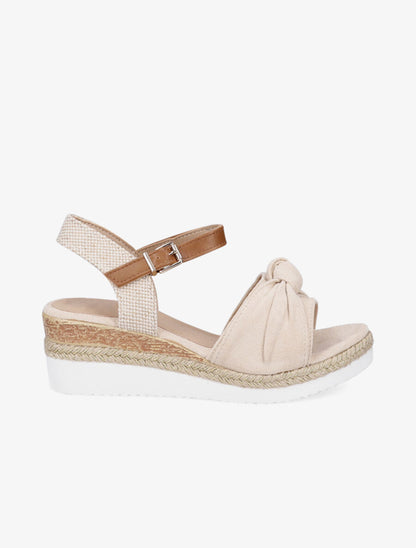 Sandales compensées à noeud - Beige - 5
