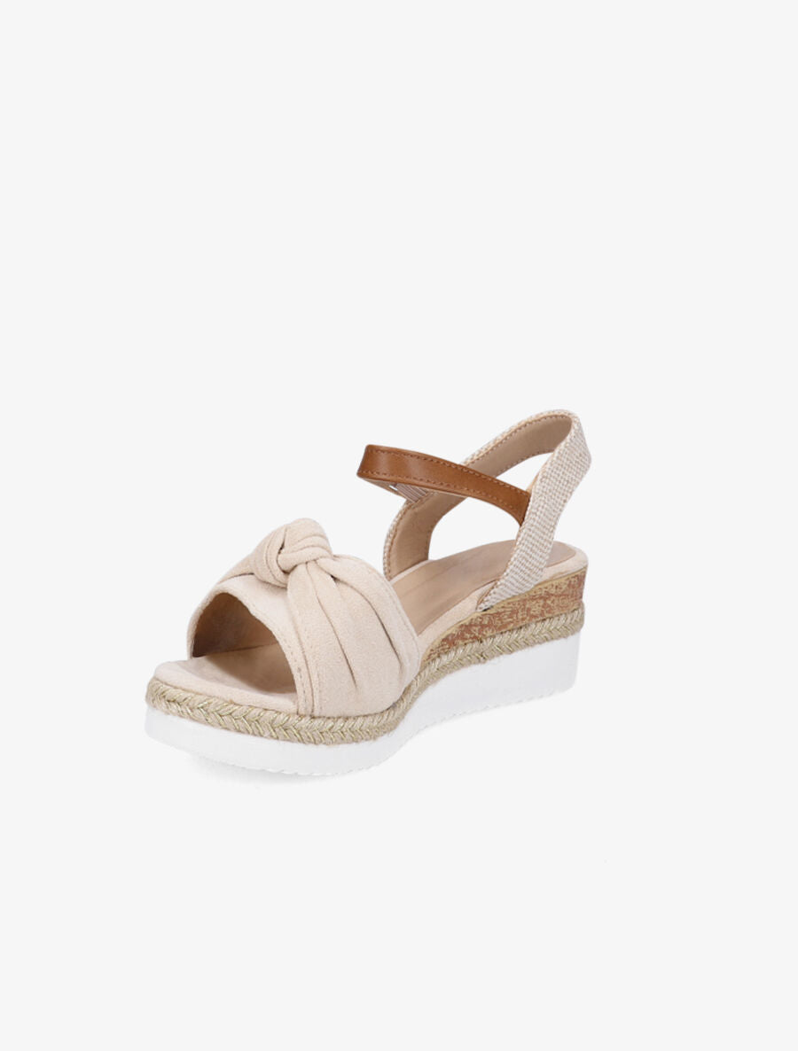 Sandales compensées à noeud - Beige - 3