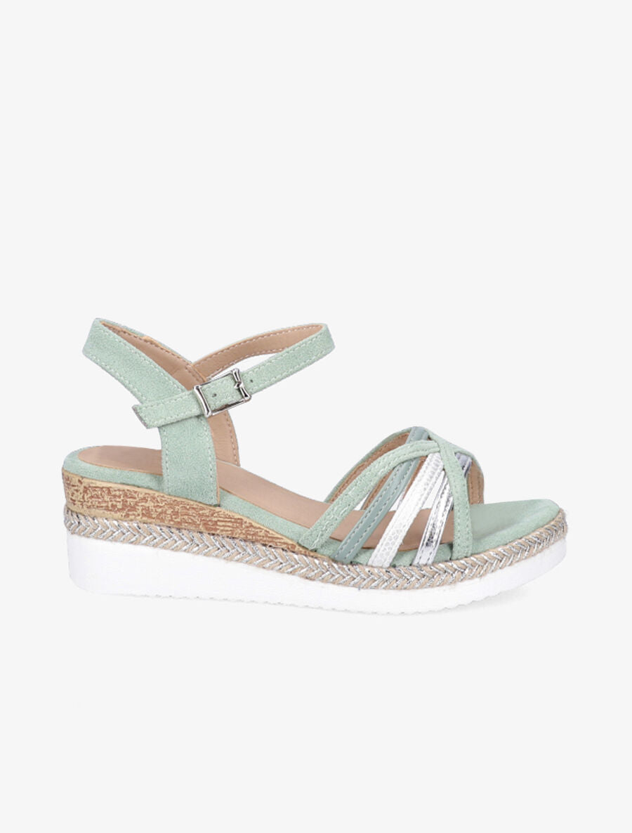 Sandales compensées à brides croisées - Vert - 5