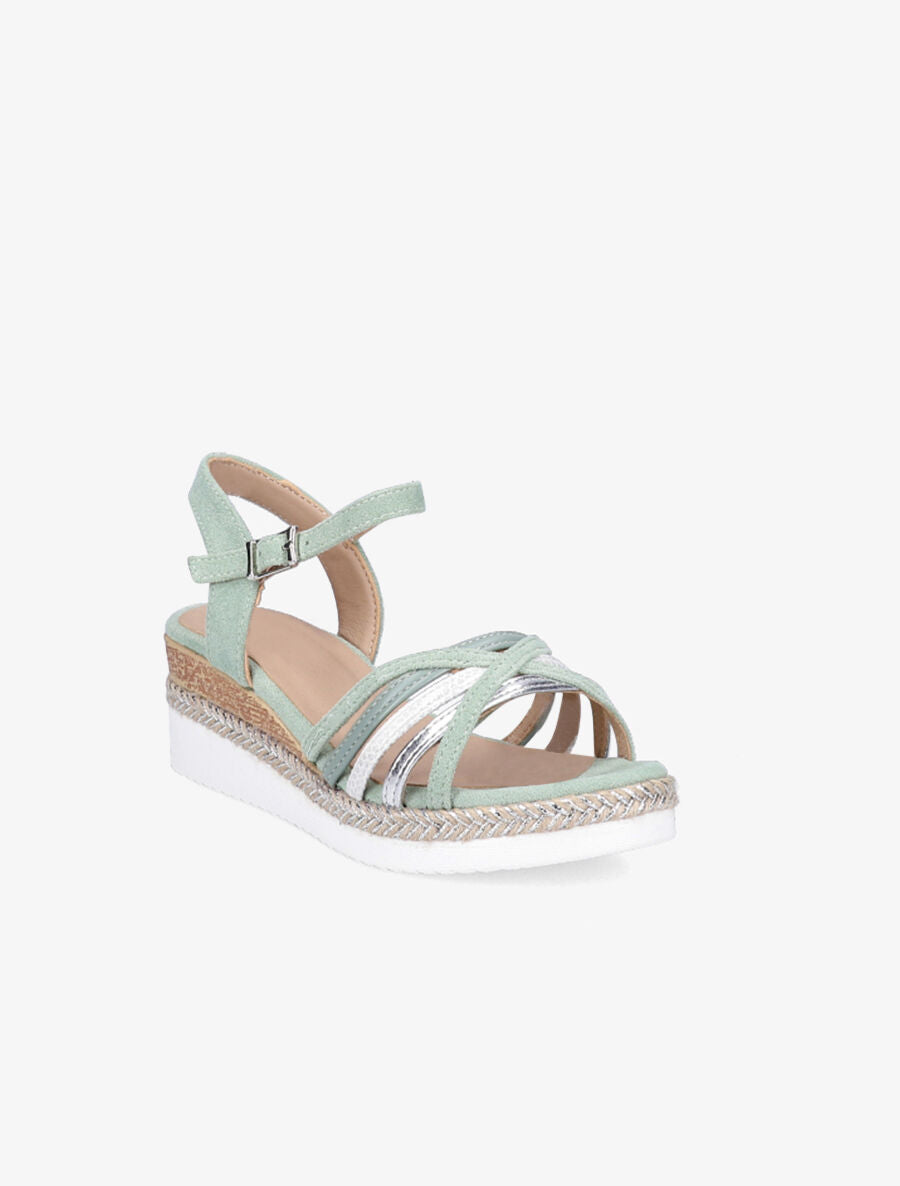 Sandales compensées à brides croisées - Vert - 2
