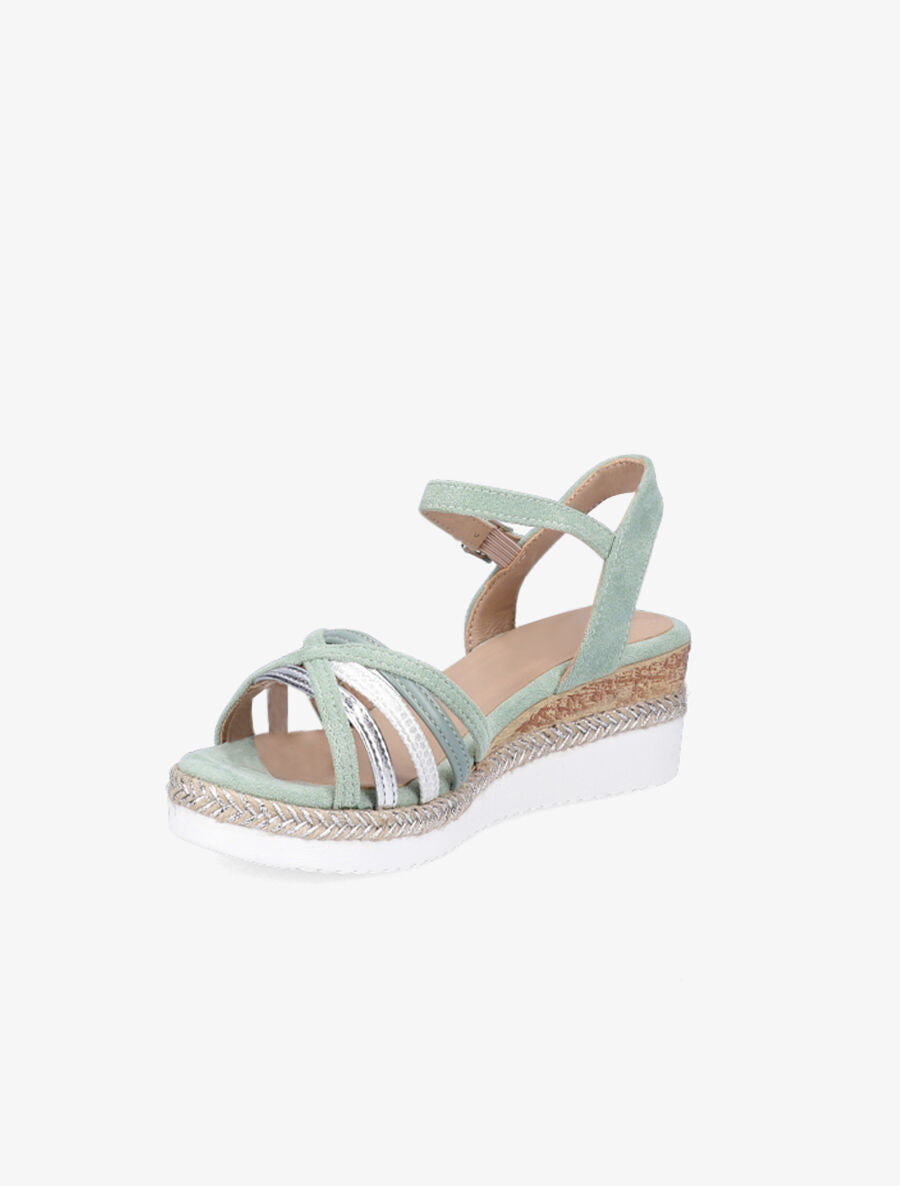 Sandales compensées à brides croisées - Vert - 3