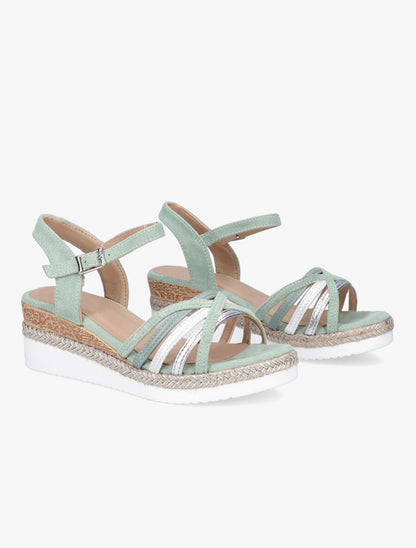 Sandales compensées à brides croisées - Vert - 4