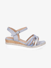 Sandales compensées à brides croisées - Bleu - 1