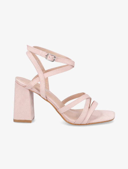 Sandales à brides entrelacées en suédine - Rose - 1