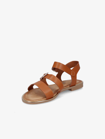 Nu-pieds en simili à double boucles - Camel - 4