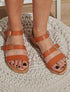 Nu-pieds en simili à double boucles - Camel - 1