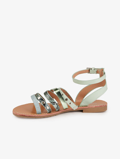 Nu-pieds multi brides stylisées - Vert - 3