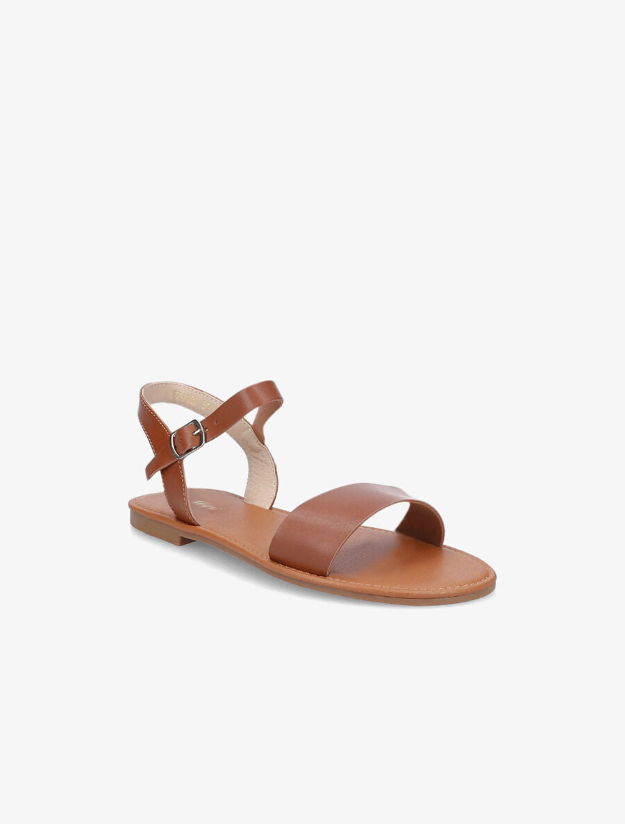 Nu-pieds basiques en simili - Camel - 6