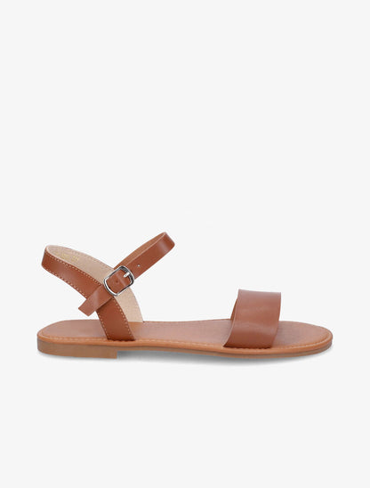 Nu-pieds basiques en simili - Camel - 4