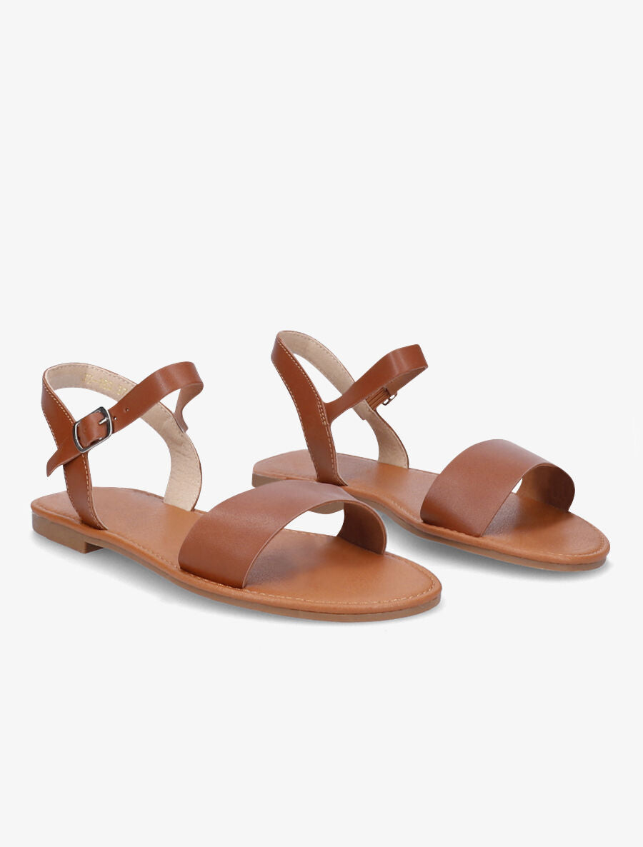 Nu-pieds basiques en simili - Camel - 5