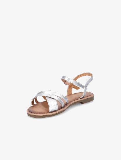 Nu-pieds croisés et irisés effet croco - Argent - 3