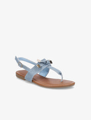 Nu-pieds à petit noeud - Bleu denim - 5