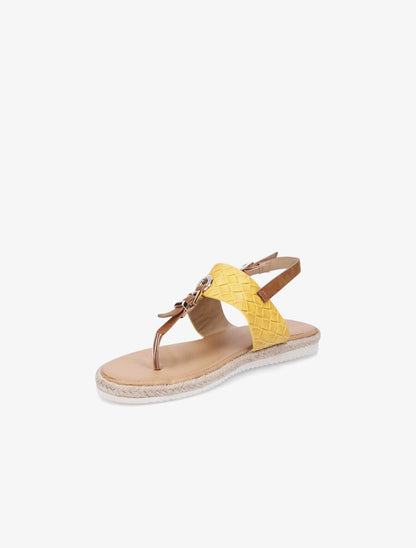 Nu-pieds tressés et semelle en raphia - Jaune - 3