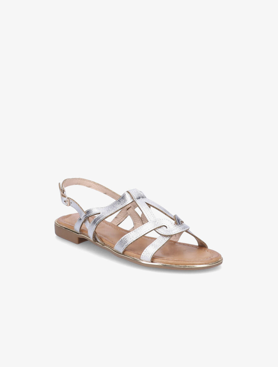 Nu-pieds entrelacés et stylisés en simili - Argent - 1