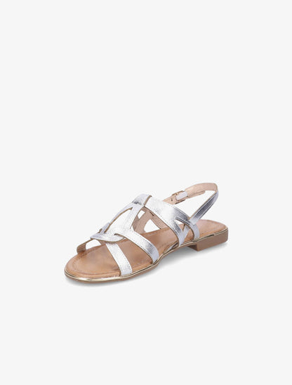 Nu-pieds entrelacés et stylisés en simili - Argent - 3