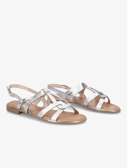 Nu-pieds entrelacés et stylisés en simili - Argent - 4